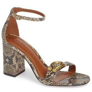 Coach Women's Maya Snakeskin Leather Sandal Shoes size 8
